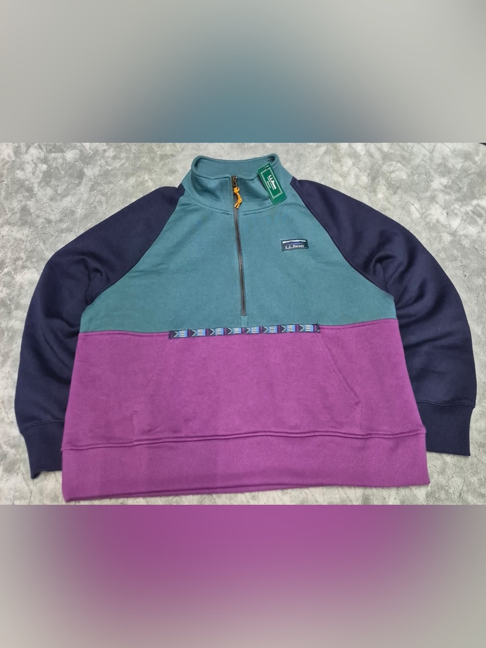 NWT LL Bean Womens M Pet Mountain Classic 1/2 Zip Sweatshirt Colorblock 529025